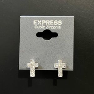 Express Cubic Zirconia Cross Earrings - New With Tags